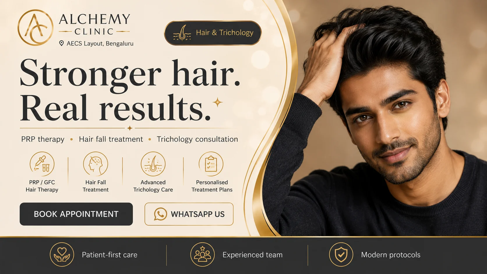 PRP hair restoration and hair fall treatment at Alchemy Clinic, Bangalore